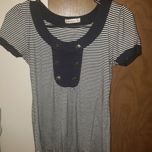 Navy/white striped blouse